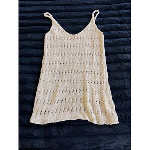 Lilly Pulitzer Cream Knit Tank w/ Gold Tinsel XS Preppy Resort Glam Soft Girl